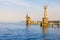 Distant view of the Imperia statue at the entrance of the harbor of Konstanz, Germany