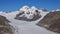 Distant view of the Jungfraujoch. Aletsch glacier. Eiger and Mon