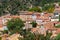 Distant view of the old village of Bormes-les-Mimosas, France