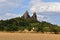 Distant view of Trosky Castle in the Czech Republic