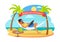 Distant Work and Freelance Vector Man on Hammock