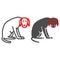 Distemper of dogs line and solid icon, Diseases of pets concept, canine distemper sign on white background, Plague of
