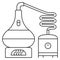 Distillation icon. Beverage production process line symbol