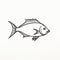 Distinctive Blackline Fish Icon With Realistic Detailing And Minimalist Design