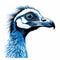 Distinctive Blue Emu Head Vector With Exotic Realism And Pointillist Precision