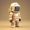 Distinctive Cartoon Astronaut In Earthy Color Palette - 3d Gadgetpunk Design