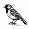 Distinctive Character Design: A Stylized Realism Black And White Bird