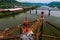Distinctive Red Spires - Abandoned Bellaire Interstate Toll Bridge - Ohio River - Bellaire, Ohio & Benwood, West Virginia