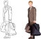 Distinguished person standing with travel bags-