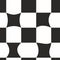 Distorted checkered seamless pattern design. Abstract optical illusion of Black and white geometric chess pattern