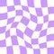 Distorted chessboard background in 2yk style. Visual chequered illusion. Dizzy psychedelic pattern with warped purple