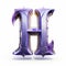 Distorted And Grotesque 3d Illustration Of Silver And Purple Letter H