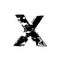 Distorted letter X vector. Grunge X letter of the alphabet. Trendy style distorted glitch typeface alphabet. Letters drawnX