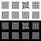 Distorted mesh, grid geometric element. Set of 8 shape in black