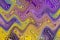 Distorted photo, abstract background in yellow-violet tones. Psychedelic design.