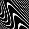 Distorted, warped lines geometric monochrome pattern. Black and