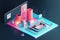 distracting background, with the focus on a key element in isometric view