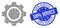 Distress 100 percent Service Round Watermark and Recursion Cog Wheel Icon Composition