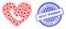 Distress Best Wishes Stamp Seal and Contagious Phone Heart Mosaic Icon