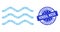 Distress Carbonated Mineral Water Round Seal Stamp and Recursive Water Surface Icon Composition
