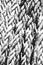 Distress grunge vector texture of wicker rope. Black and white background