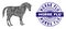Distress Horse Flu Seal and Geometric Horse Mosaic