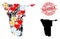 Distress Namibia Stamp and Heart Humans Vaccine Mosaic Map of Namibia