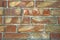 Distress old brick wall texture. Brick orange color background. Background brick texture.