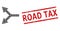 Distress Road Tax Seal Stamp and Halftone Dotted Bifurcation Arrow Left