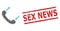 Distress Sex News Seal Stamp and Halftone Dotted Phone Talking