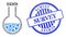 Distress Survey Stamp and Coronavirus Analysis Flask Collage Icon