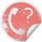 Distressed circular peeling sticker symbol telephone receiver with question mark