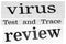 Distressed newspaper headline virus test and trace review