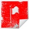 Distressed square peeling sticker symbol red flag