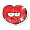 distressed sticker of a cartoon angry heart