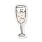 distressed sticker of a cartoon champagne glass