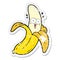 distressed sticker of a cartoon crazy happy banana