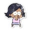 distressed sticker of a cartoon girl pouting