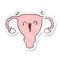 distressed sticker of a cartoon happy uterus