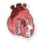 distressed sticker of a cartoon heart crying