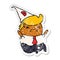 distressed sticker cartoon kawaii man in dunce hat