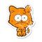 distressed sticker of a cartoon nervous cat