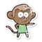 distressed sticker of a cartoon pointing monkey