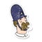 distressed sticker of a cartoon policeman with mustache