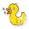 distressed sticker of a cartoon quacking duck