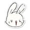 distressed sticker of a cartoon rabbit face