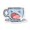 distressed sticker of a cartoon shouting tea cup