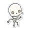 distressed sticker of a cartoon skeleton