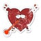 distressed sticker of a cartoon unhealthy heart