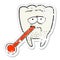 distressed sticker of a cartoon unhealthy tooth